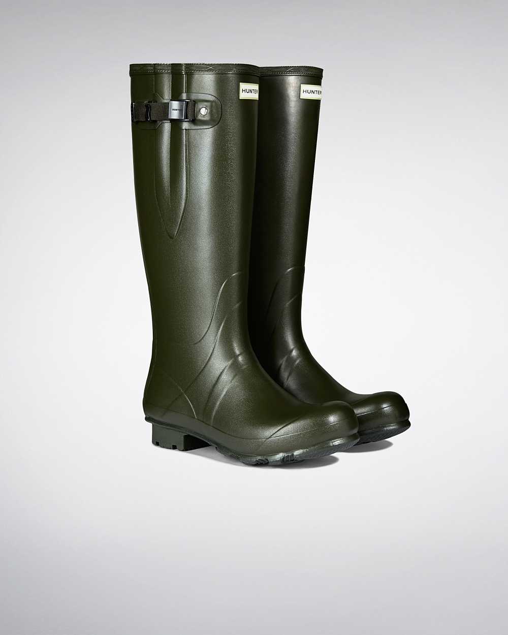 Hunter Norris Field Side Adjustable Neoprene Lined Men's Wellies NZ-37358Q Dark Olive